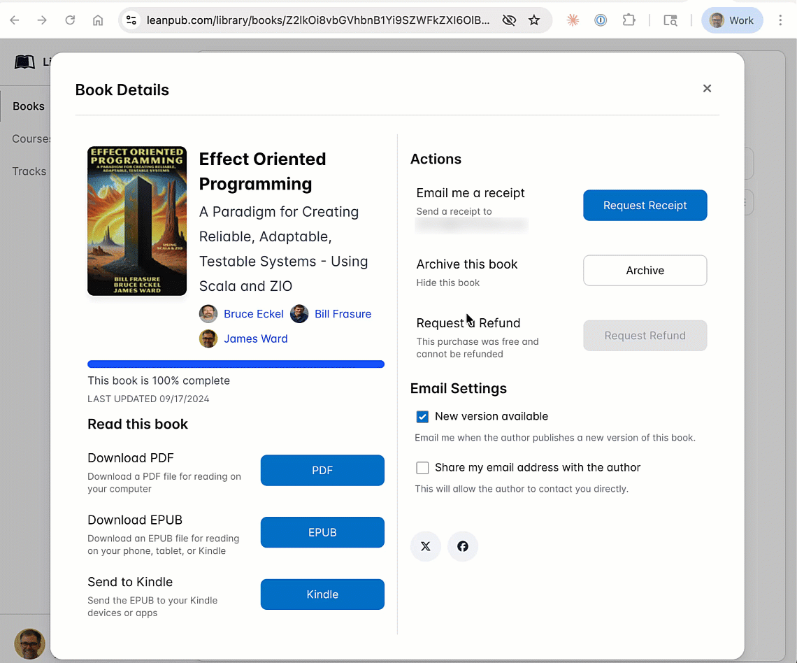 How to share your email with the author on Leanpub